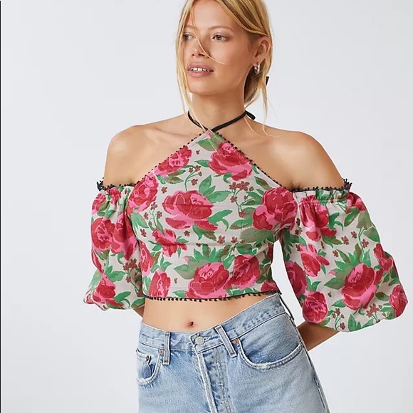 ✨ Anthropologie Frida Halter Top Sz L - Picture 1 of 5